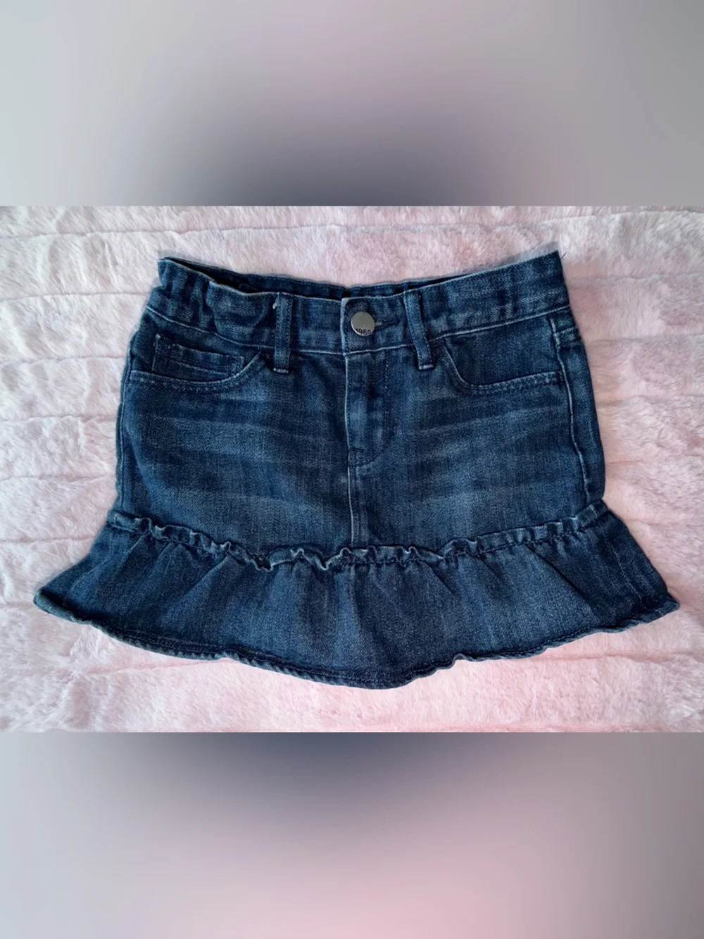GAP Kids Dark Blue Denim Ruffle-Hem Mini Skirt